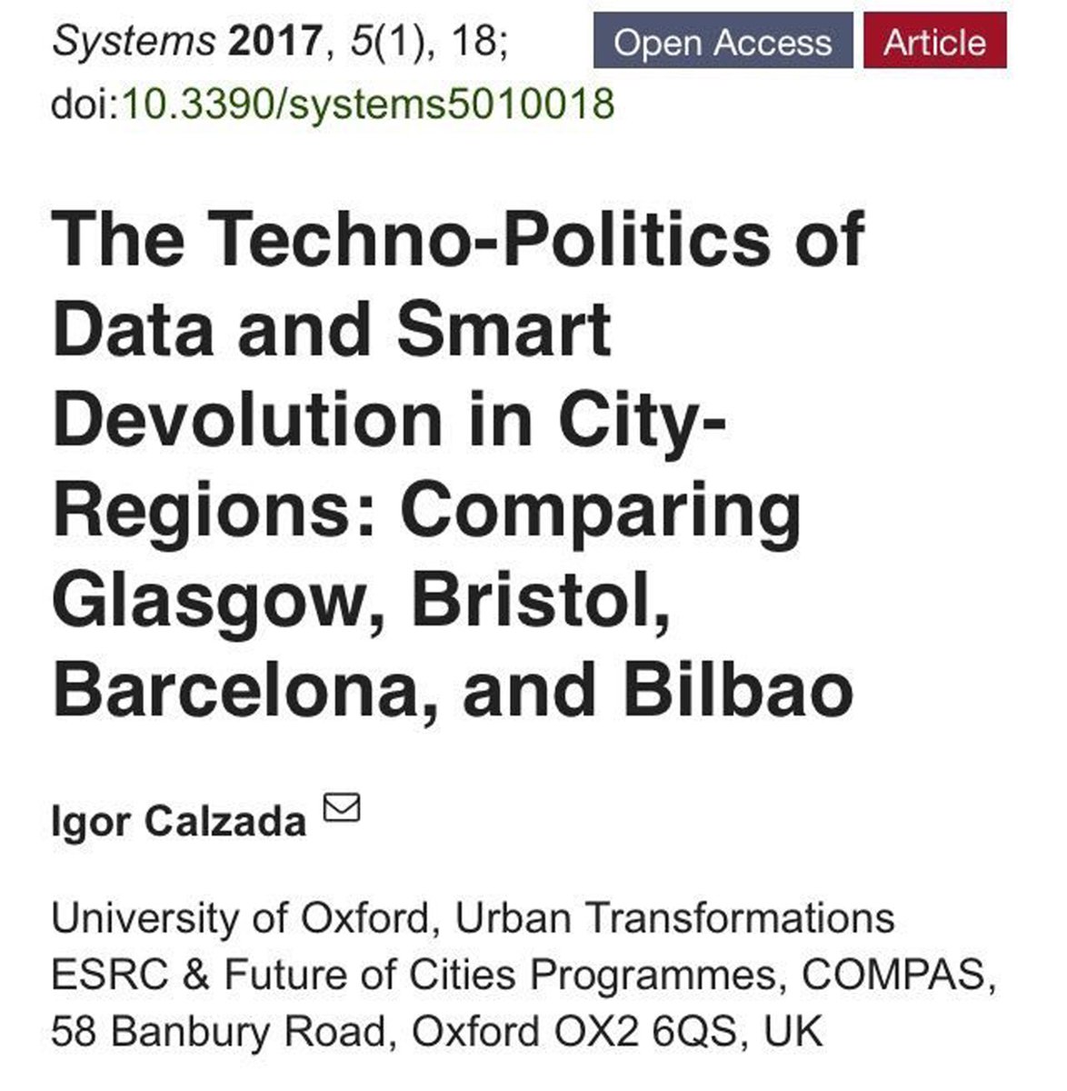 ICalzada's tweet photo. 'Since the #BasqueAutonomy is equipped with the power to decide on local and regional policies (through #Biscay), (metro) #Bilbao combines determined public sector leadership/existing entrepreneurial culture.' https://t.co/vgMtK1KyQs #OA #MLG #policy #technopolitics #bigdata https://t.co/8Vv3iXAxtn