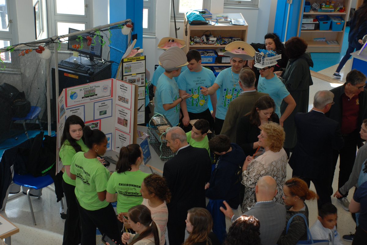 stclaresi's tweet image. St. Clare School was one of 18 Staten Island schools invited to showcase its work as a Billion Oyster Project school at the Maritime Forum at the Borough President&apos;s Hall of Science at the Michael J. Petrides School on April 15. Great job everyone! #scsscience