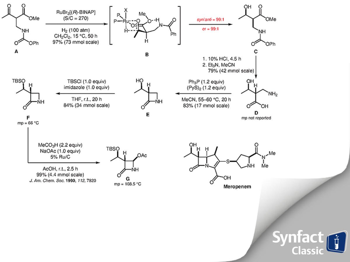 Thieme Chemistry Synfact Classic To This Day Any Syntheses Of Azetidinone G Have Been Reported One Of The Simplest And Shortest Was Developed Jointly By Workers At Takasago And