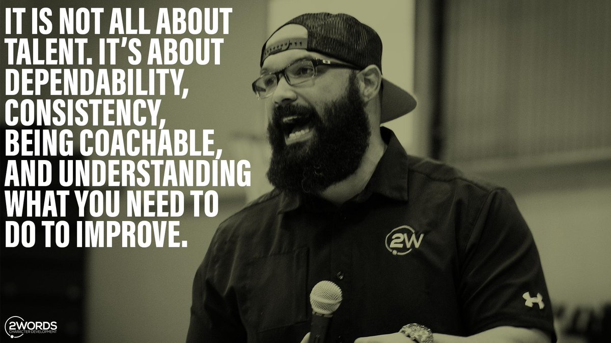 Being a GREAT player isn't all about talent. It's about who's the most...

-consistent
-dependable
-coachable
-willing to improve

"It's not all about talent. It's about dependability, consistency, being coachable, and understanding what you need to do to improve." Bill Belichick