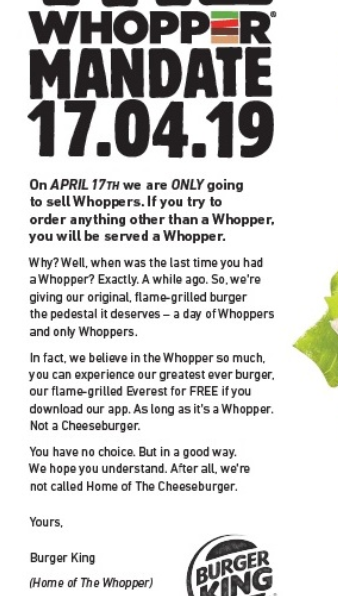 kirstyleiper's tweet photo. Will this make me have a @BurgerKing for lunch tomorrow? Unlikely. #Worthapunt #WhopperMandate #Mayworkforsome https://t.co/seKzIy6pti