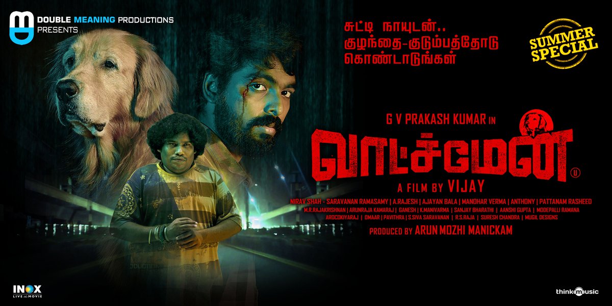 inandoutcinema's tweet photo. #WatchmanFromToday
@gvprakash @iYogiBabu @DoubleMProd_ #ArunMozhiManickam @thinkmusicindia @DoubleMProd_ https://t.co/QHwQrzSTQv