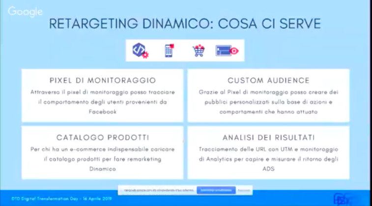 Cosa serve per fare #retargeting dinamico? Pixel di monitoraggio, Custom Audience, il tuo catalogo prodotti e un buon kit di analisi delle performance #DTDItalia <a href="/cristabella/">Cami</a>