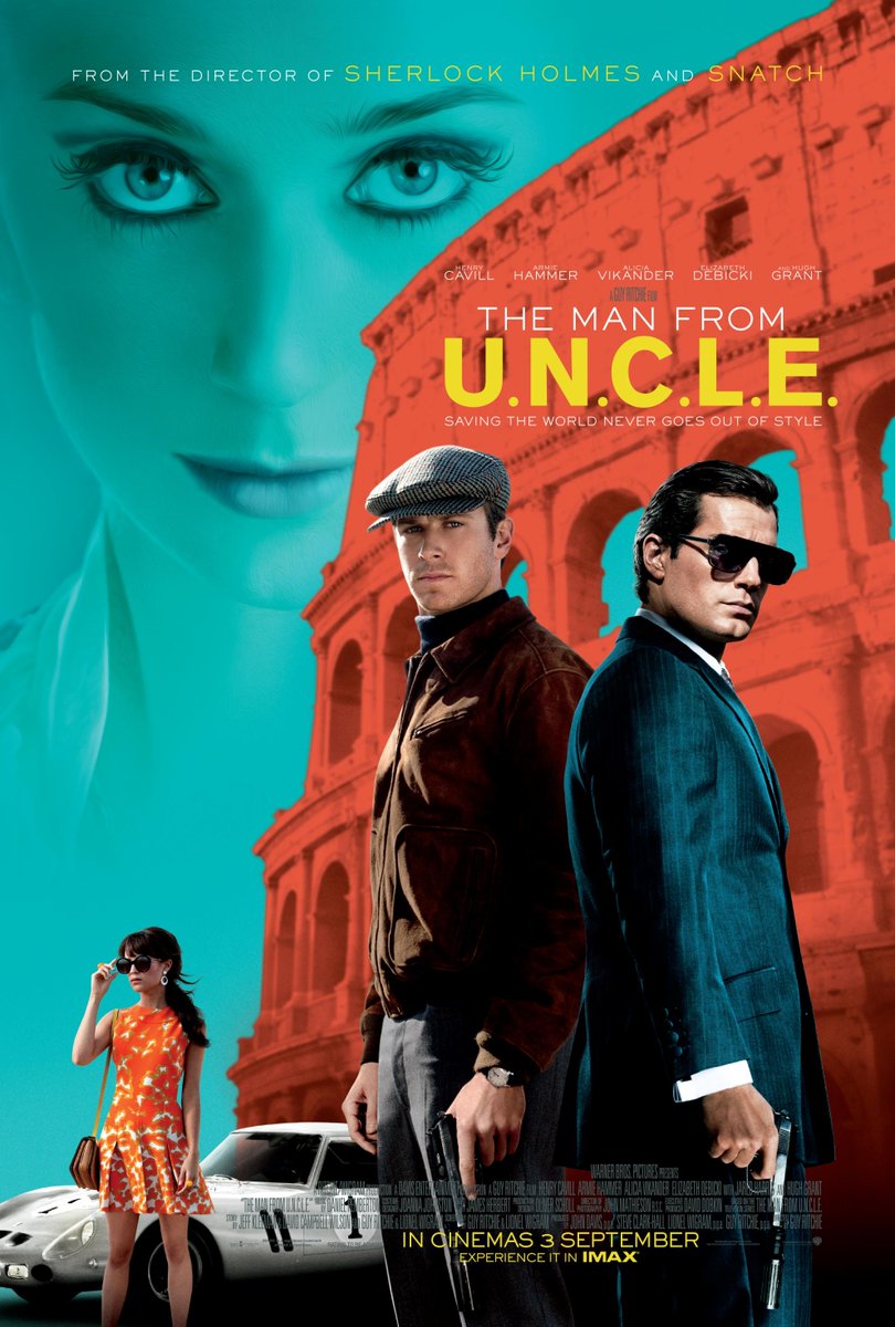 FilmMomatic's tweet photo. #NowWatching THE MAN FROM U.N.C.L.E #GuyRitchie #HenryCavill @ArmieHammer #AliciaVikander #ElizabethDebicki @JaredHarris @HackedOffHugh #52FilmsWithKickAssWomen https://t.co/iIn7ovVv77