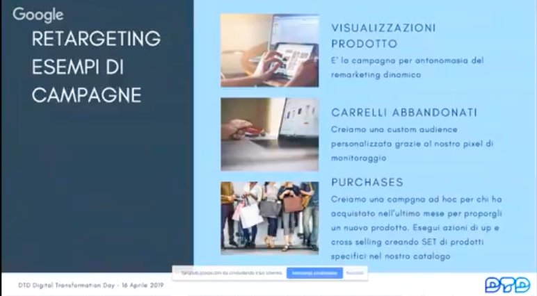Esempi di campagne di #remarketing possibili e utili da <a href="/cristabella/">Cami</a>: visualizzazione prodotti, carrelli abbandonati, purchase #DTDItalia