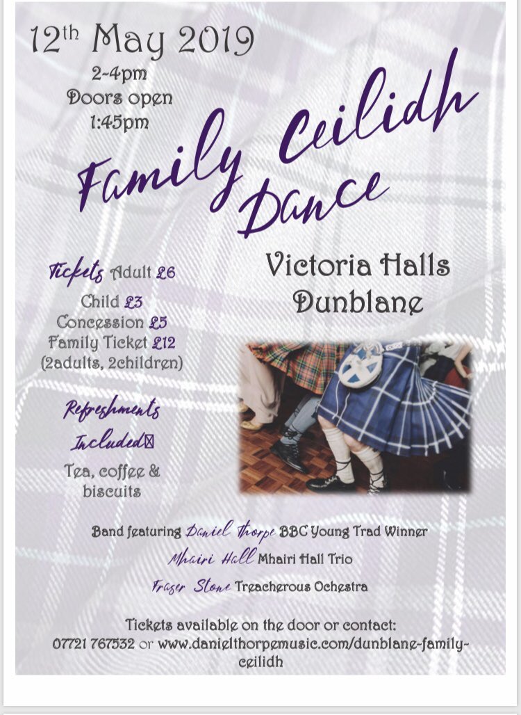 Very excited to be putting on a family dance in Dunblane. All welcome pls retweet #cèilidhdance #Dunblane #family #tradmusic #stirling #scottishculture #craic
