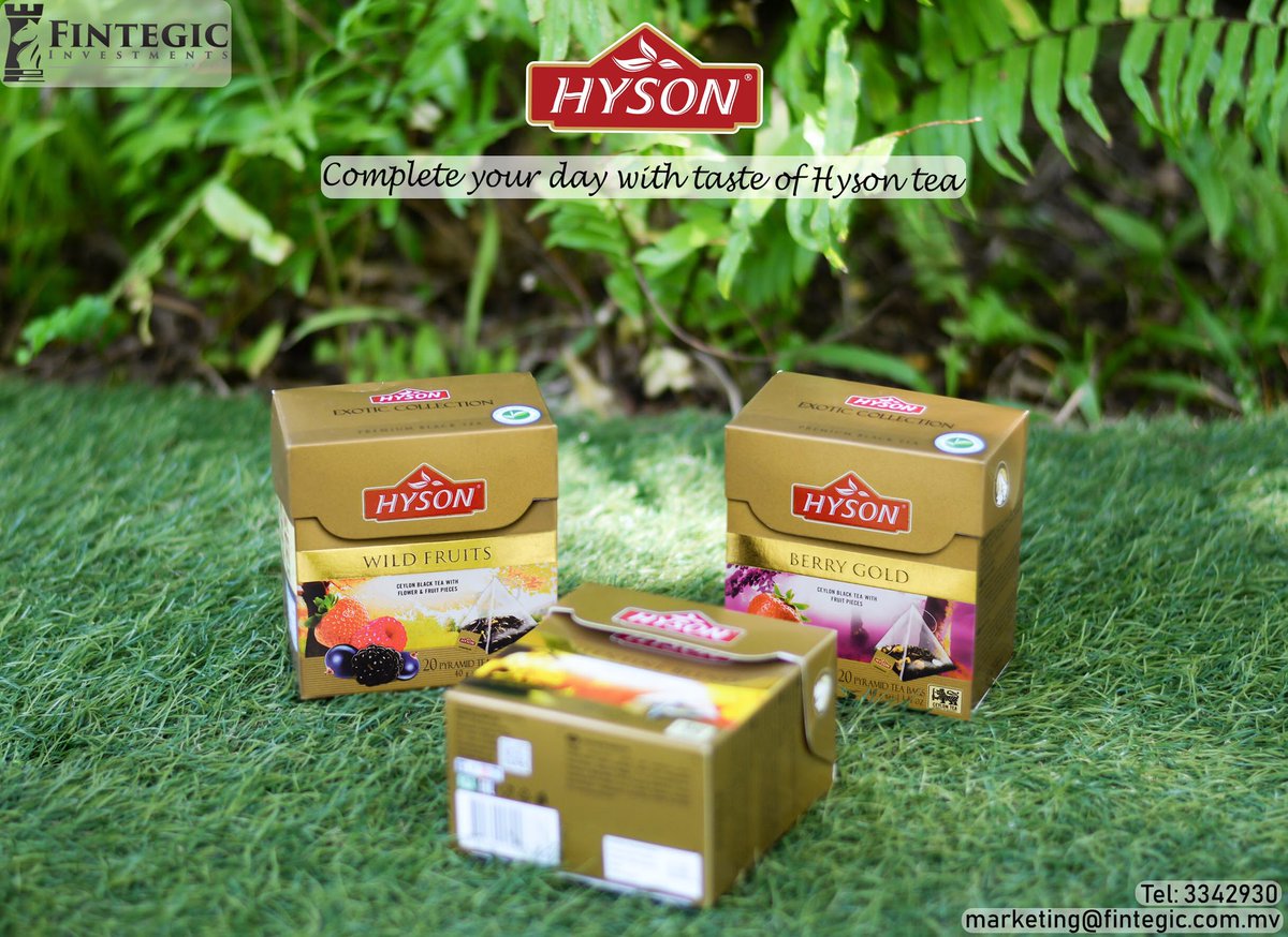 FintegicMV's tweet photo. Hyson Tea, a sip of tea is always best for any mood of the day. 

#Hysontea #infusiontea #berrygold #pyramidteabags  #Maldives #fintegicinvestments #tea https://t.co/1aVi8C3V3M