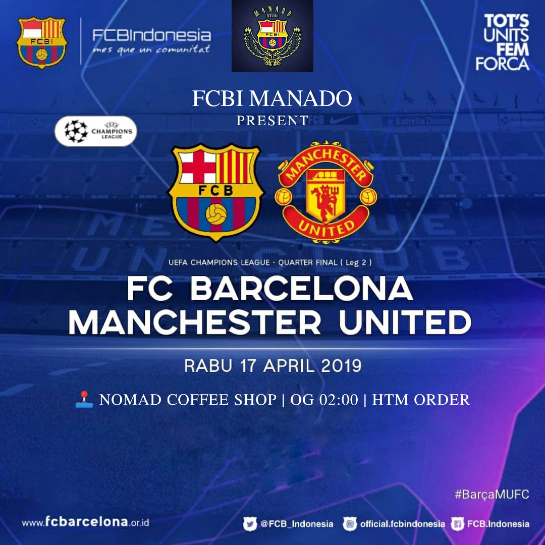 FCBI Regional Manado (@fcbi_manado) on Twitter photo NOBAR UCL Leg-2
FC BARCELONA vs MANCHESTER UNITED
Rabu 17 April 2019 at Nomad Coffee Shop
OG : 02.00 am
HTM : Order Menu
CP : 0812 4567 8939 (<a href="/aditchanif/">๐ฎ๐ค๐ช๐ง ๐ฅ๐๐ง๐จ๐ค๐ฃ๐๐ก ๐๐ง๐๐ฌ๐๐ง โ</a>) NOBAR UCL Leg-2
FC BARCELONA vs MANCHESTER UNITED
Rabu 17 April 2019 at Nomad Coffee Shop
OG : 02.00 am
HTM : Order Menu
CP : 0812 4567 8939 (<a href="/aditchanif/">๐ฎ๐ค๐ช๐ง ๐ฅ๐๐ง๐จ๐ค๐ฃ๐๐ก ๐๐ง๐๐ฌ๐๐ง โ</a>)