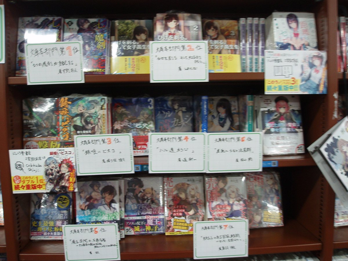 ライトノベル】「ラノベ好き書店員大賞2019」発表！！こっそり当店の