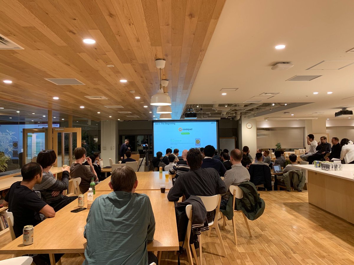 tokyorails's tweet photo. #tokyorails pre-RubyKaigi event is on! @sikachu and @tapster talking today, happy to see known and new faces! https://t.co/0V7dr0WxL6