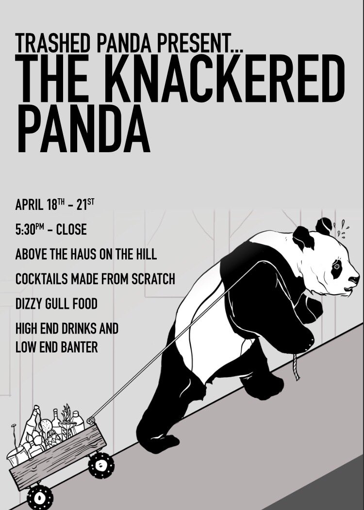 HausOnTheHill's tweet photo. Only a few days to go until @panda_trashed pop up in our function rooms as The Knackered Panda.
Serving banging cocktails from 5.30pm Thurs - Sun this Easter Weekend.
Call us on 01273601419 to book your table.
#brighton #cocktails #easter #trashedpanda #yourhaus https://t.co/WYLarFApuX