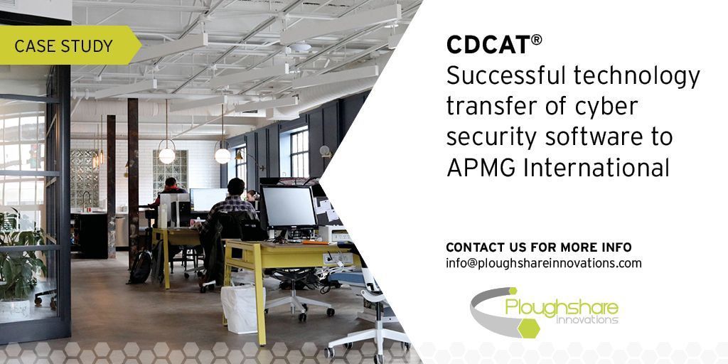 Ploughshare1's tweet photo. Case Study: How do we #techtransfer innovations from @dstlmod? Here's an example of how @Cyber_APMG successfully incorporated a #CyberSecurity product to enhance their portfolio - https://t.co/5EUBVRz3VZ #CDCAT https://t.co/jqDW7aUlEB