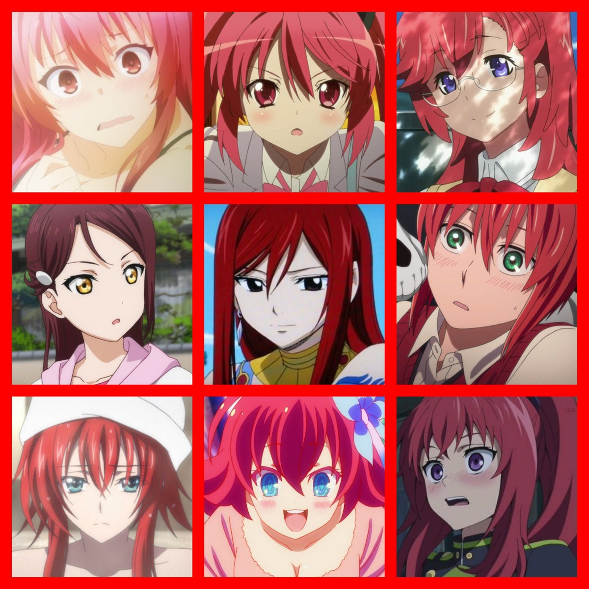 Riri アニメ垢 A Twitter 赤髪ヒロインキャラ寄せ集め 赤髪キャラ 好きなキャラがいたらrt アニメ好きと繋がりたい アニメ