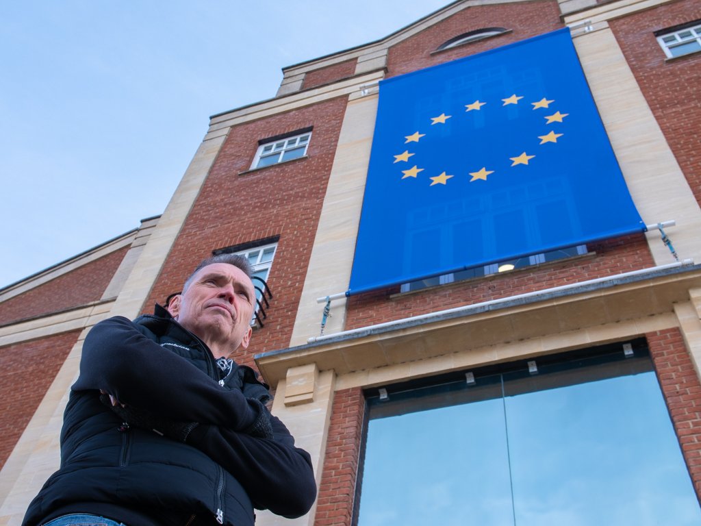 DaleVince's tweet image. Hello to the Brexiteers who complained about our EU flag to the local council. They contacted us yesterday and told us we needed planning permission as an advert. We checked national planning regs, and the EU flag is specifically allowed without planning permission. Ours stays 😎