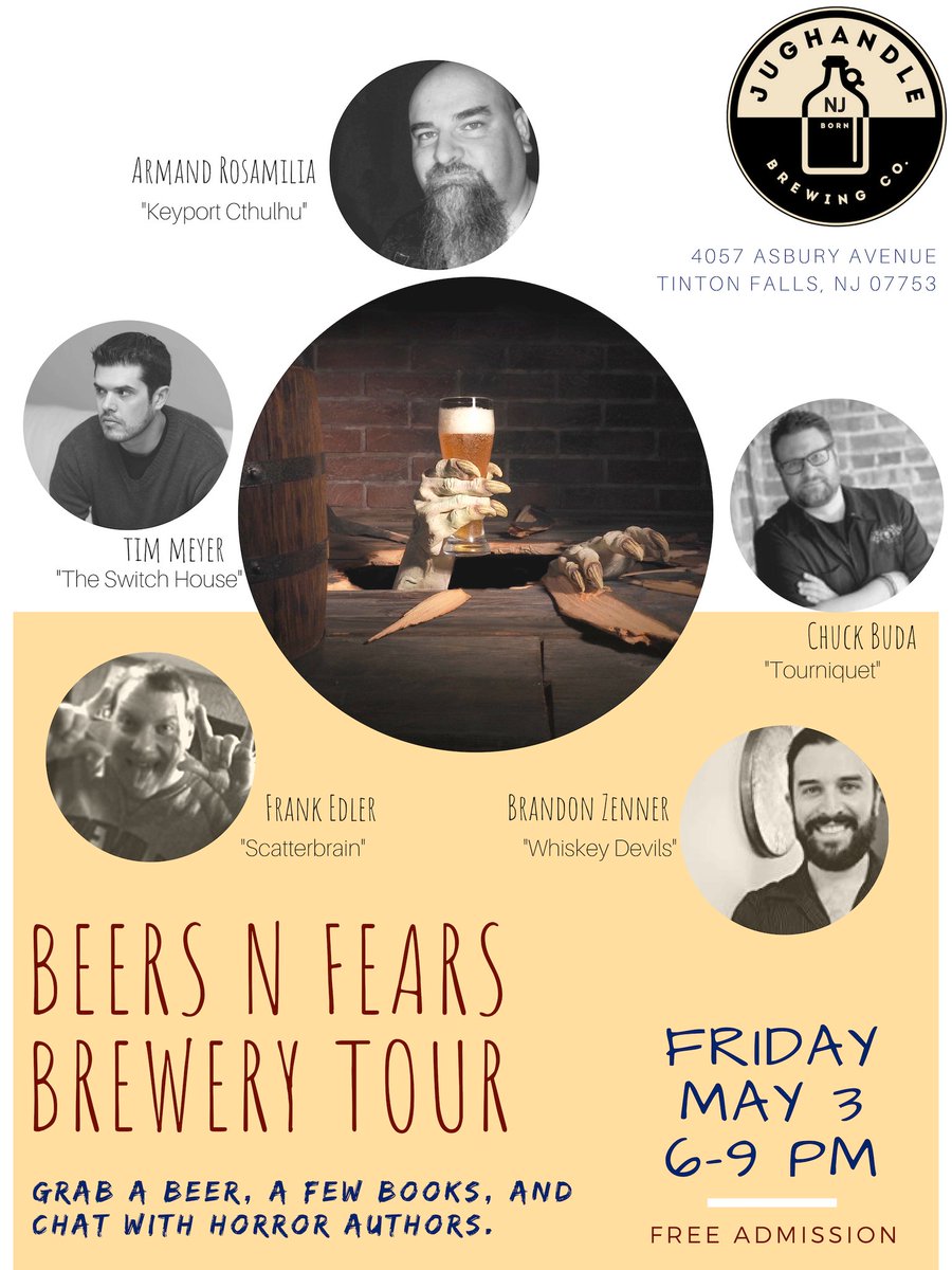 NJMetal's tweet photo. #BeersNFears 
Opening Day
Friday, May 3rd
Jughandle Brewing Co.
Tinton Falls, NO
Come hang out with the Jersey Grime Syndicate @ArmandAuthor @timmmeyer11 @cebuda &amp; @NJMetal with special guest @SlapstickII https://t.co/tcAXyZ6xR3