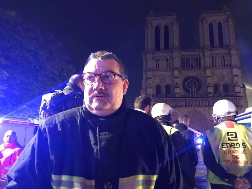 latinmassuk's tweet photo. Fr. Fournier serves as the chaplain to the Paris fire service. He went into Notre Dame as it was burning to recover the Blessed Sacrament and the Crown of Thorns. #NotreDame https://t.co/kns9ZqwO2u