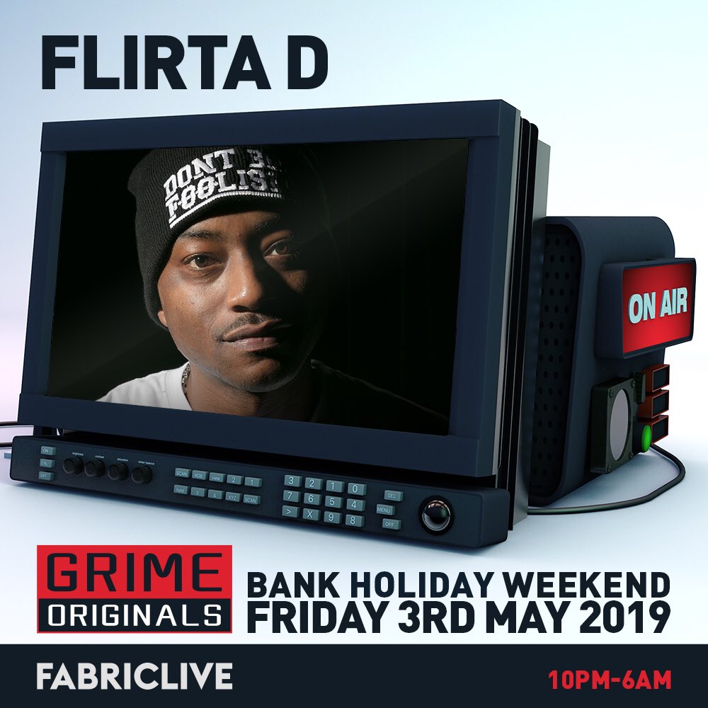 GrimeOriginals's tweet image. ‘It’s supposed to be a party right???...’ Catch grime greats like @flirtad representing at our @fabriclondonofficial debut Bank Holiday weekend Friday 3rd May get your tickets now! 
🎫 fatso.ma/FNEX #grimeoriginals #GO #flirtad