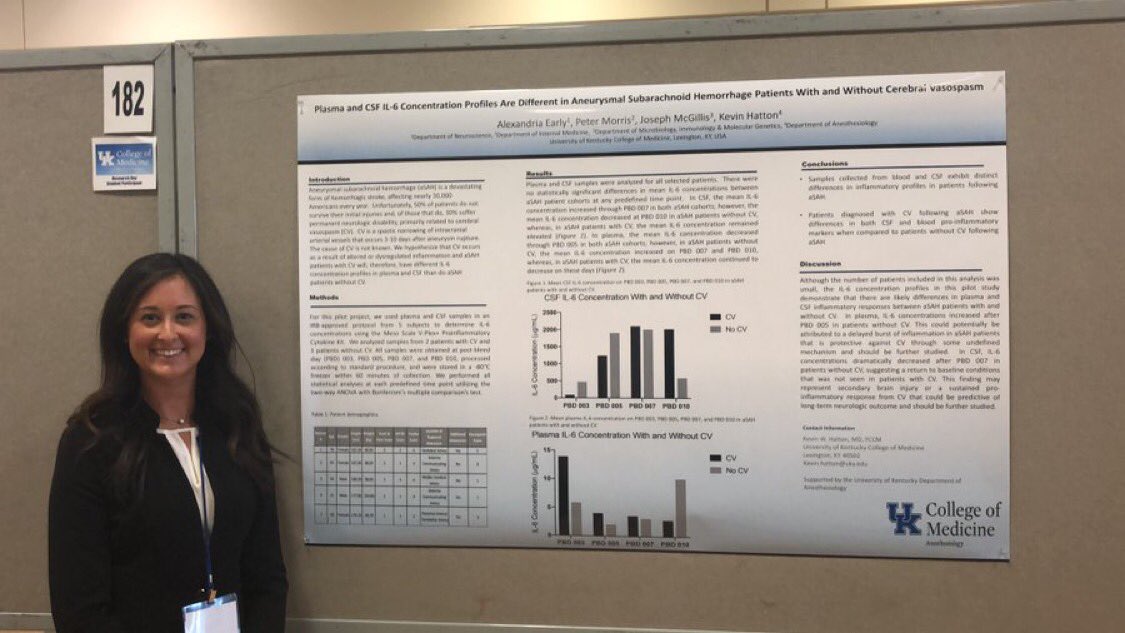 md_hatton's tweet photo. Great CCTS Spring Conference yesterday!  Alex Early (and many others) did a great job presenting their work.  It’s taken awhile but our pilot project for CSF cytokines in aSAH is finally done.  Onwards in this work!! @UKAnesth  @uk_ccm https://t.co/RrbFqGVh7e