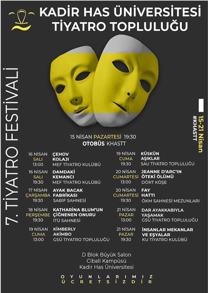 Küskün Aşıklar 19 Nisan Cuma günü 19.30’da Kadir Has Üniversitesinde 🎭