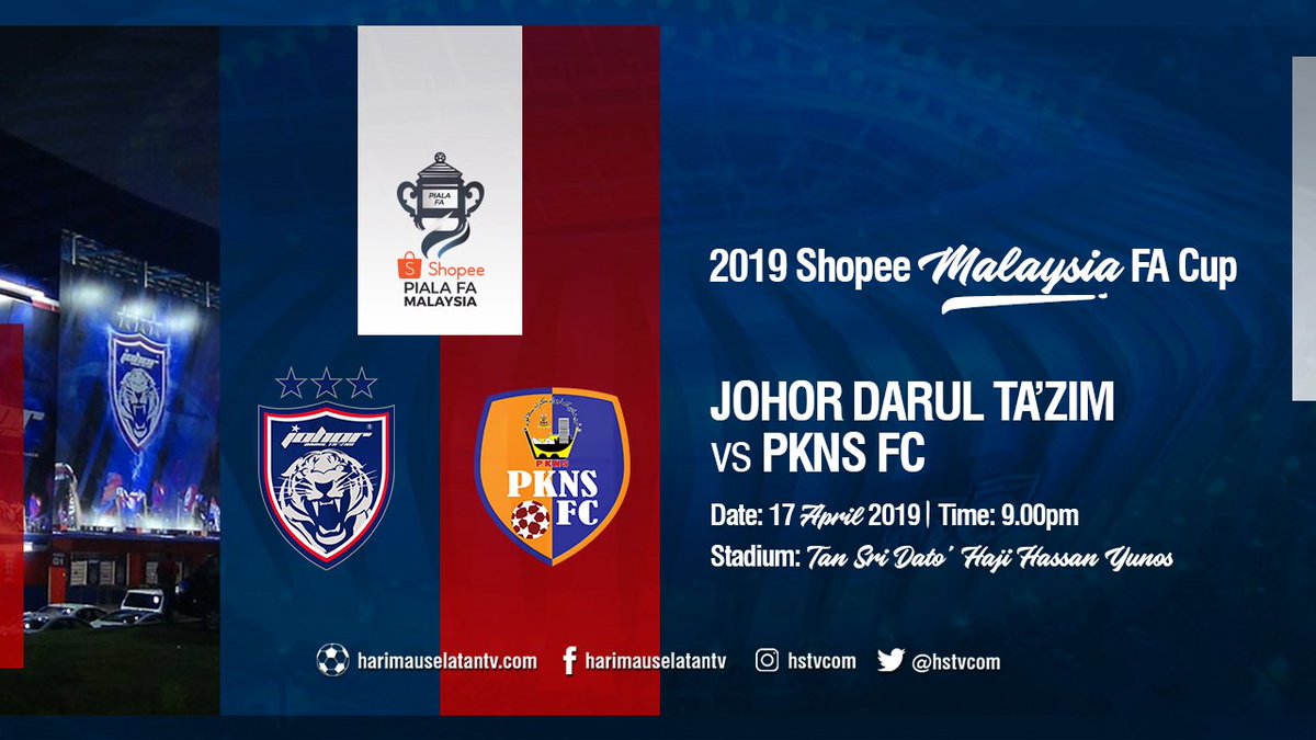 hstvcom's tweet photo. 2019 Shopee Malaysia FA Cup | Third Round
Johor Darul Ta'zim vs PKNS FC
17 April 2019 | 9.00pm
Tan Sri Dato' Haji Hassan Yunos Stadium
#jdtvpkns #facup #malaysiafacup #shopeefacup #mfl #harimauselatan #harimauselatantv #hstvcom https://t.co/Ws4Vbj8pFK