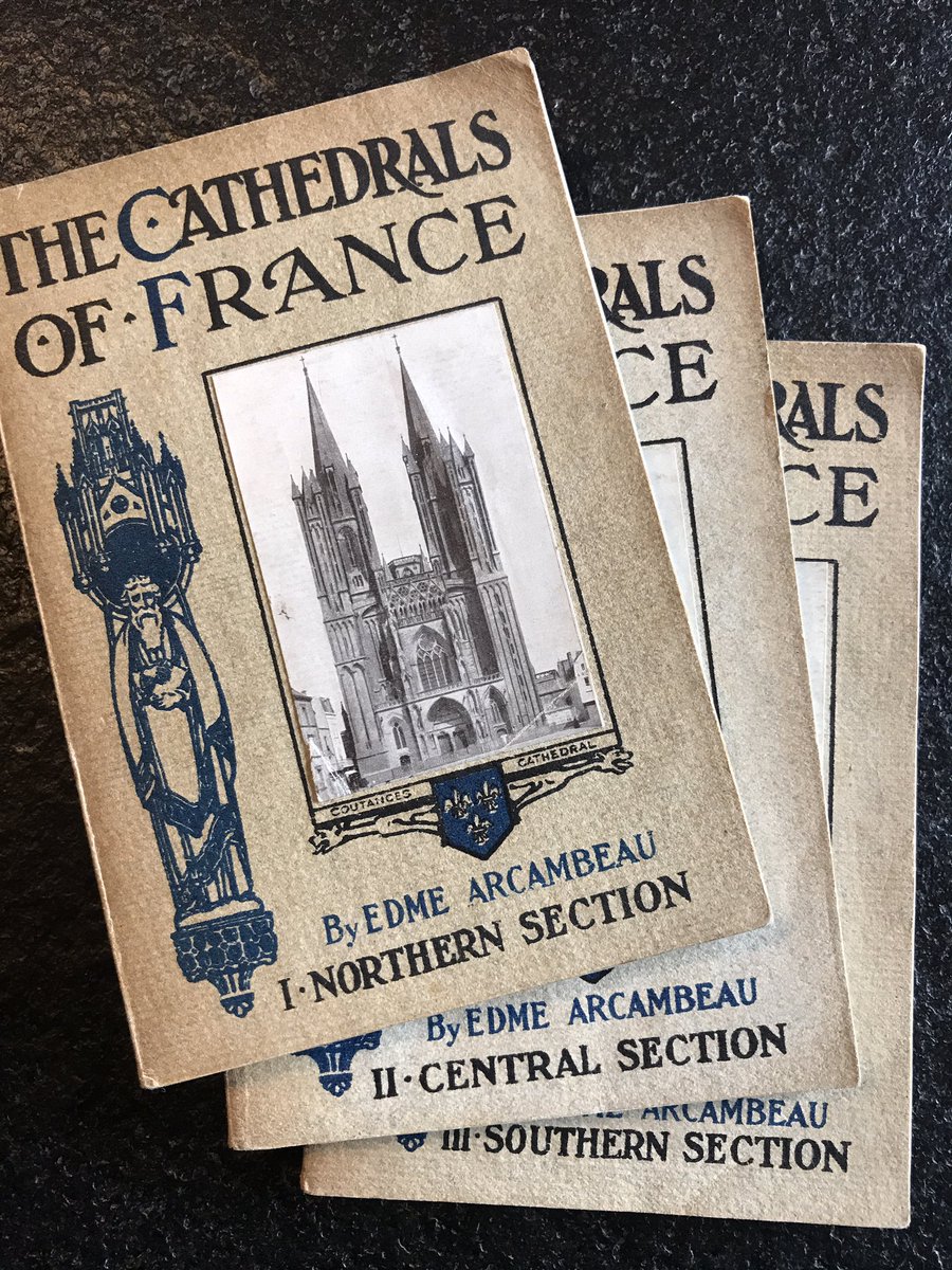 TimothyByatt's tweet photo. When you broaden the radius away from Paris there are other less visited masterpieces such as Rouen, Amiens, Bayeux, Quimper &amp; Le Mans. These books from 1913 didn't know of the damage about to be inflicted to Reims during WW1, but it's heartening to know so many have survived. /2 https://t.co/7bzycC5YYX
