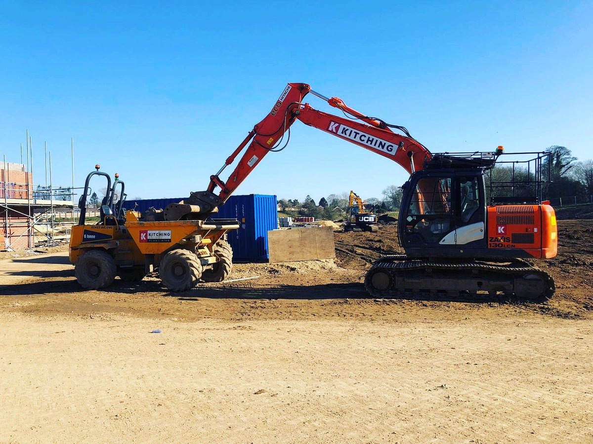 An Hitachi ZX130, JCB JS130 &amp; Thwaites 6t Dumper spotted on a housing site in York. 
#kitchingplanthire #planthire #harrogate #yorkshire #york #jcb #hitachi #thwaitessitedumper #dumper #excavator #housebuilder #construction