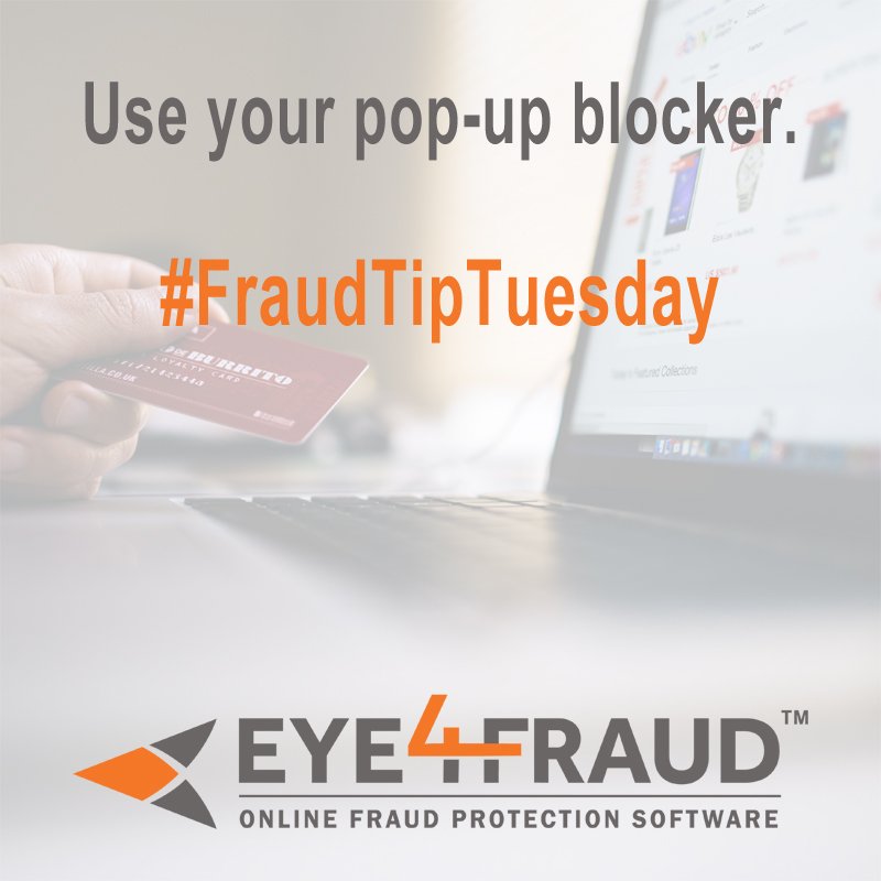 Eye4Fraud's tweet photo. By preventing pop-ups you can prevent unwanted ads, spam and viruses from coming through. #FraudTipTuesday https://t.co/pRY4HguG2X