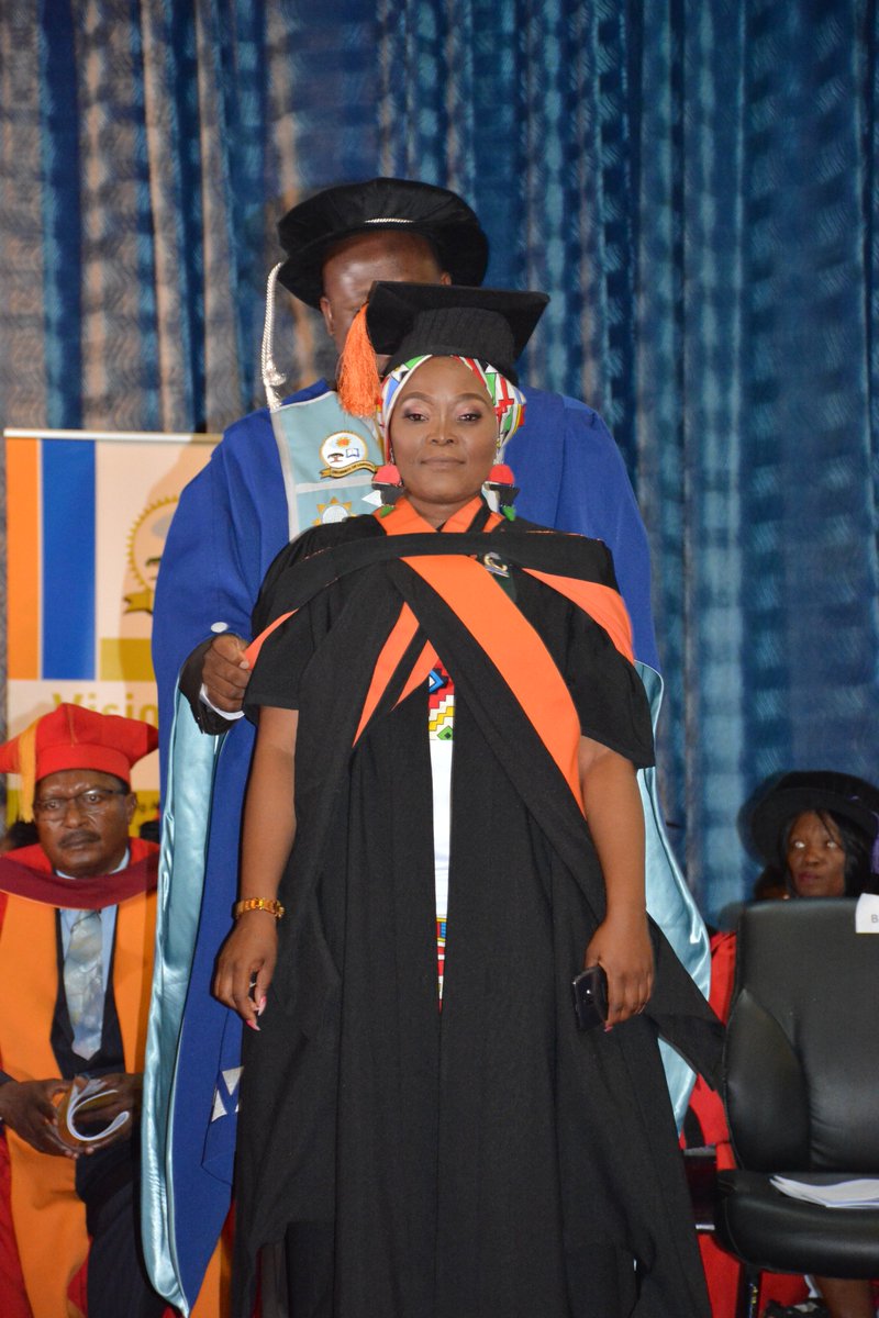 ULvarsity's tweet photo. Congratulations to Motseki Mpho as she graduates for Master of Arts (Communication Studies) degree with Cum Laude. #ULAutumnGrad2019 #ProudlyULGrad https://t.co/2cL7FG0F8l