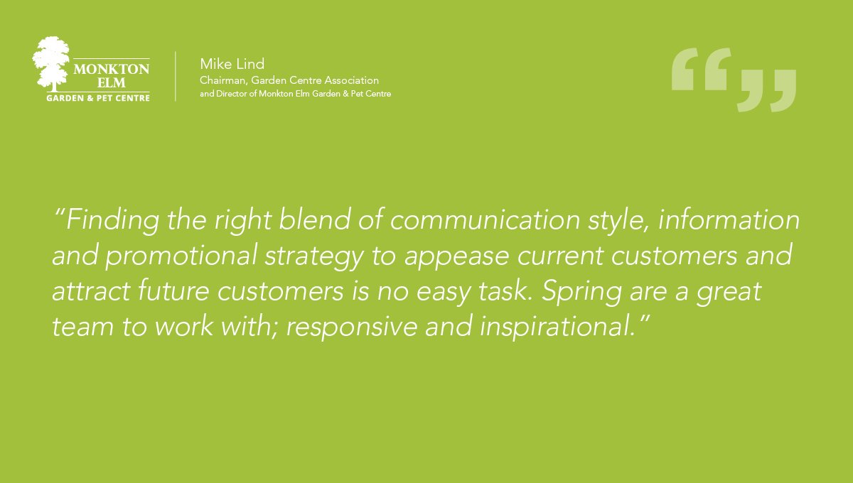 Spring_MarketUK's tweet photo. Testimonial Tuesday! 
Don't just take our word for it, our client @monktonelm feel that we are a responsive and inspirational team to work with! https://t.co/nmcolSup80