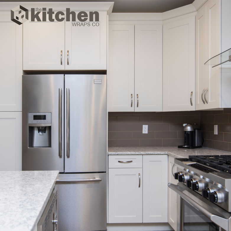 Kitchen Applicance Wrapping - From fridges to waste bins, anything flat we can wrap. We have a full range of textures and finishes from Chrome, Satin, Brushed Metallics to Gloss and Matte solid colours > thekitchenwrapsco.com/appliance-wrap… | #ApplianceWrapping