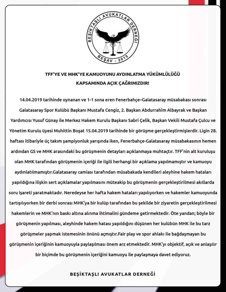 besavder's tweet photo. TFF'ye ve MHK’ye kamuoyunu aydınlatma yükümlülüğü kapsamında açık çağrımızdır! https://t.co/YeVH4U3Ixh