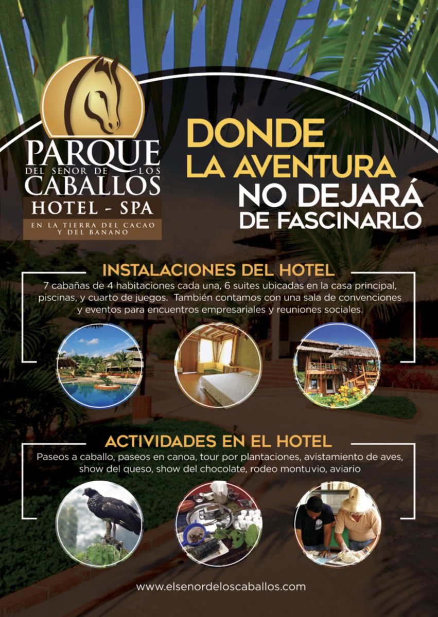 GuiaOro's tweet photo. @HotelSpaESDLC , la mejor opción de #agroturismo y de #ecosturismo. 🐴🍌

Visítalos este feriado y conoce sobre nuevas tradiciones e historia relacionadas con el “espíritu agrario y #montubio”. 🍃 

#FeriadoNacional #caballos #Ecuador https://t.co/X52axXde7F