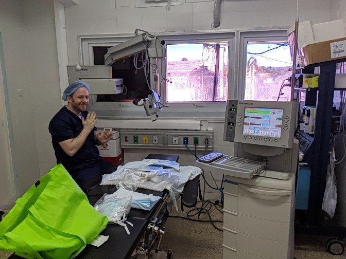 First day of #cataract surgery at Lucea Hospital, Jamaica with Eye Health Institute and <a href="/UMKelloggEye/">U-M Kellogg Eye Center</a>. No microscope power, no problem mon! Lots more work to be done. Our outstanding resident Dr. Sweet crushed it!