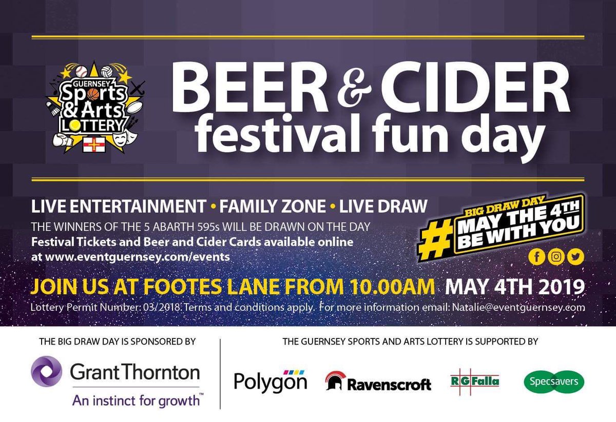 BEER &amp; CIDER Festival Fun day🍻🍻
Tickets online at 🎟🎟eventguernsey.com/events

JOIN US AT FOOTES LANE from 10.00am