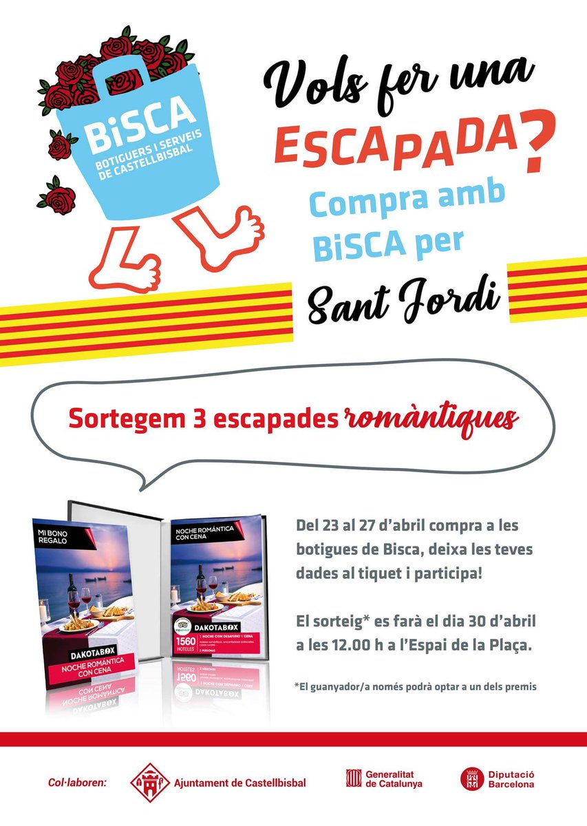 CBComerc's tweet photo. Compra, participa i guanya!  🛍+🗳=🚗                                                                                            📆 SORTEIG. 30 d'abril 🕛 12.00 hores.

#santjordi #compres #comerç #fempoble #castellbisbal https://t.co/UuTbqgfCQ9