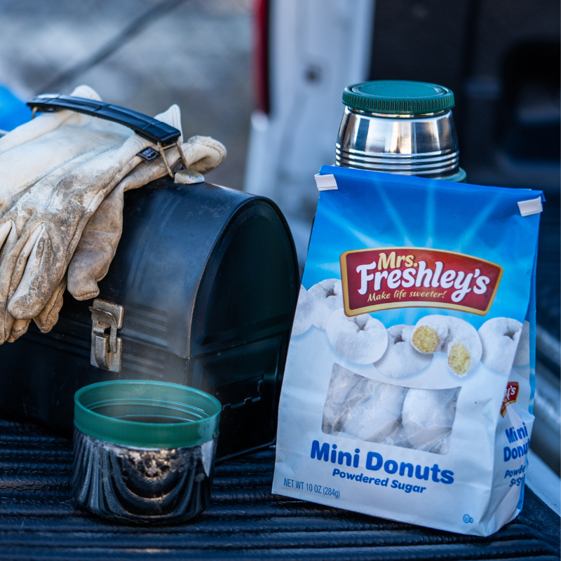 Make your morning sweeter with Mrs. Freshley's Mini Powdered Donuts!