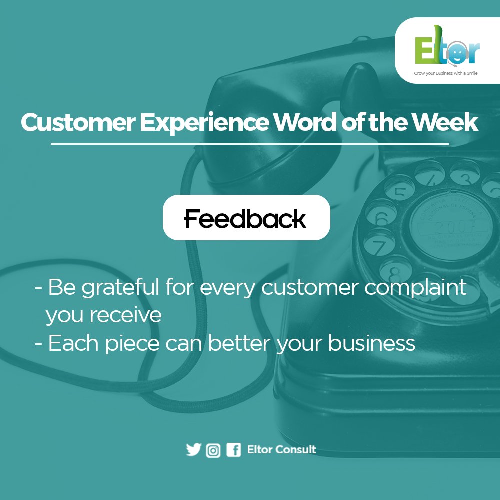 EltorConsult's tweet photo. Customer Experience Word of the Week

FEEDBACK

The opinion of your customers is a resource for improving customer experience and adjusting your actions to their needs for maximum satisfaction. https://t.co/OyERalSui0