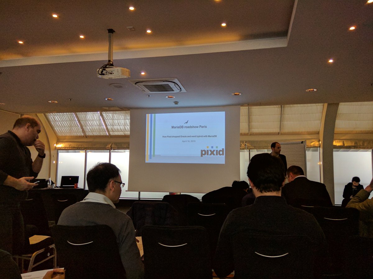 VFRENOT's tweet photo. @PIXID_Group en pleine présentation au MariaDB Roadshow à Paris. https://t.co/KYtO5ncp40
