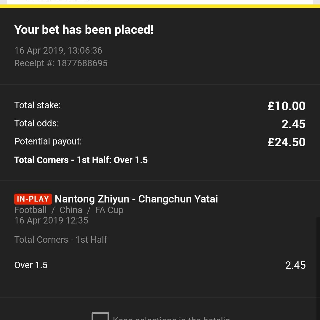 TCSTips's tweet image. ⏱️#INPLAY 
⚽ Nantong v Ch Yatai
🇨🇳 CHINA: FA Cup
➡️ TIP: Over 1.5 First Half Corners
📊 STAKE: 2points
📈 ODDS: 2.45 (Unibet)