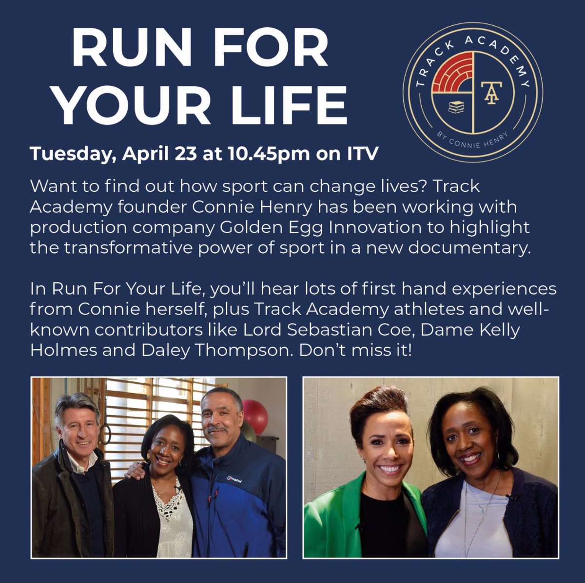 TrackAcademy's tweet image. Check Us Out on ITV 23rd April at 10.45pm.