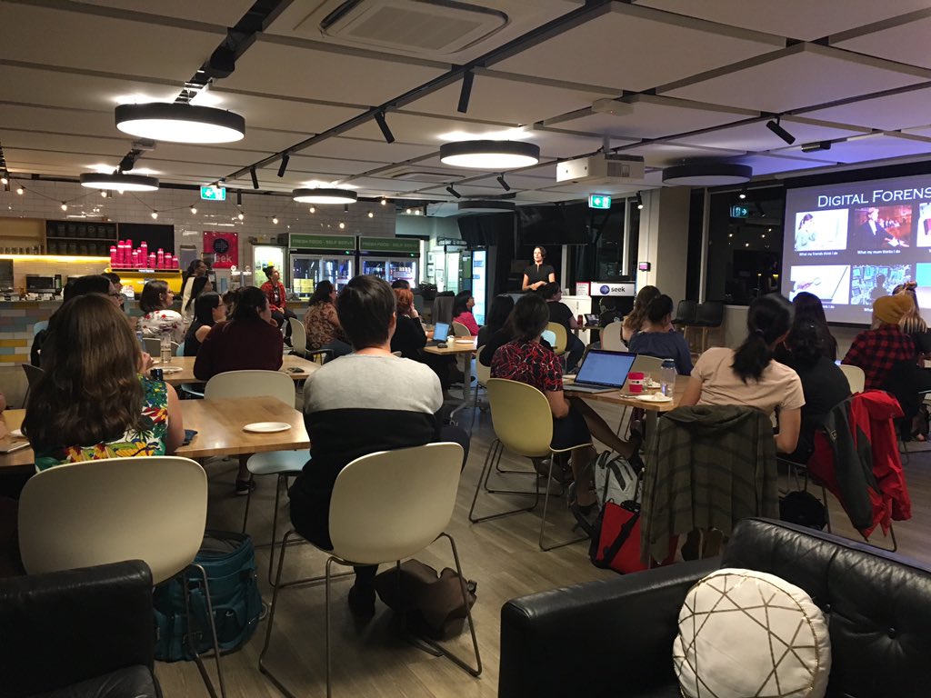 A really big thank you to Dr. Joanna Dalton who shared so much technical knowledge and career stories with us tonight at haXX, what a fantastic turnout! Big thanks to <a href="/seekjobs/">SEEK</a> for hosting us too🍕🍕🍕