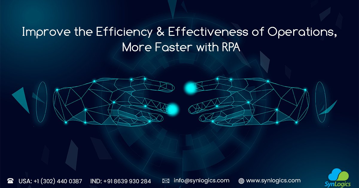 synlogics_Inc's tweet image. #SynLogics provides #RoboticProcessAutomationsolutions and services that transform the way your business operates
Learn more about our Services
Email:info@synlogics.com
Phone:USA: +1 (302) 440 0387
IND:+91 8639930284
Website: synlogics.com
#RPAServices #RPAVendors #RPA