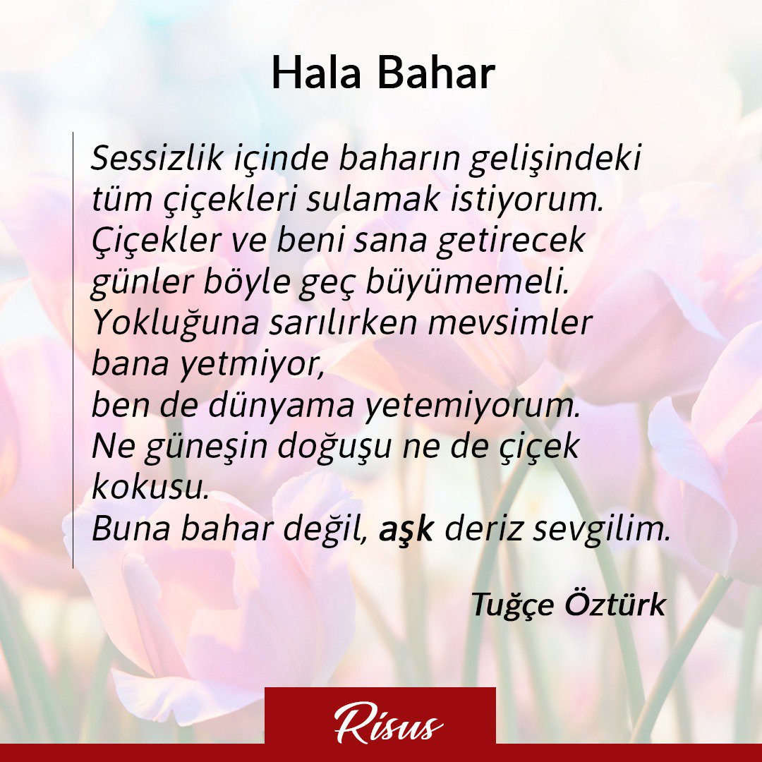 "Hala Bahar.."

-Tuğçe Öztürk

risusdergi.com 
#edebiyat #edebiyatdefteri #edebisözler #bahar #aşk