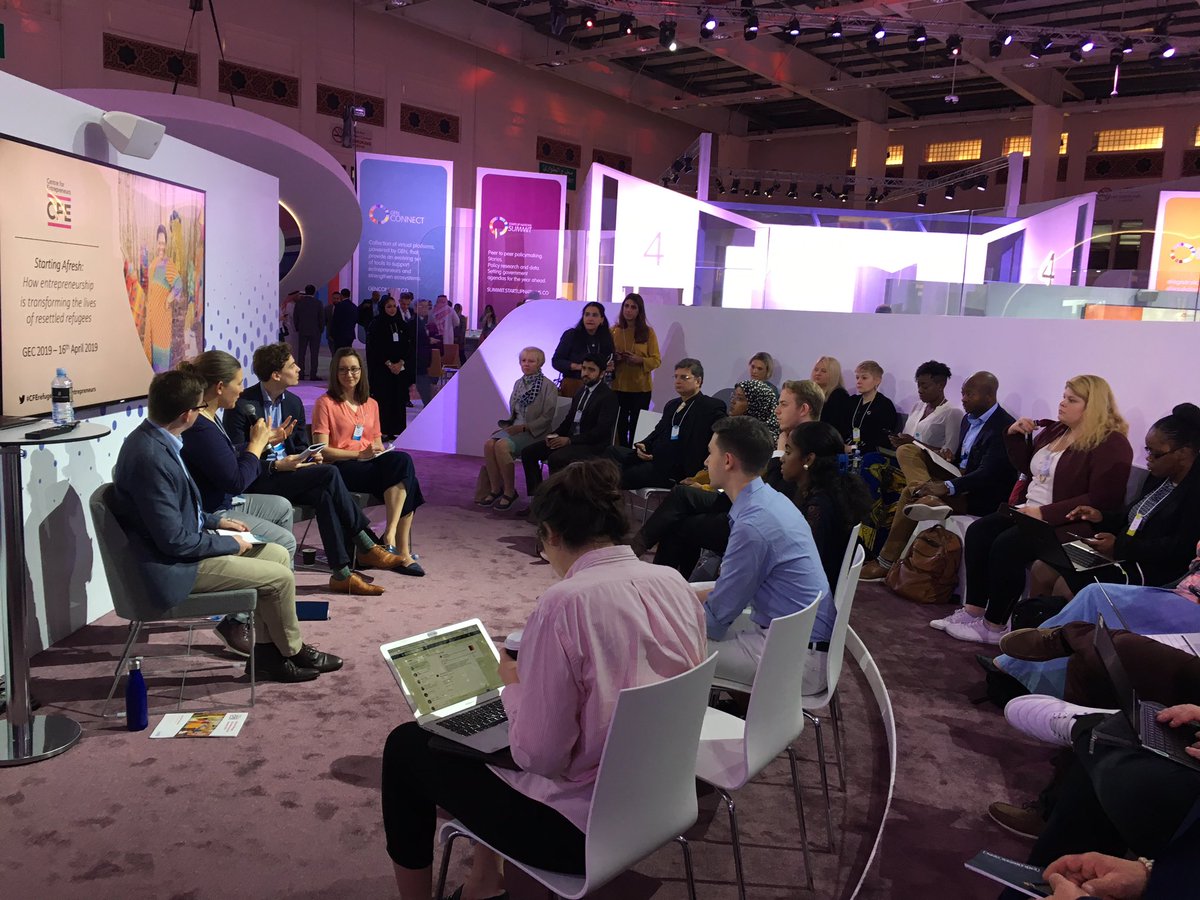 CfEntrepreneurs's tweet photo. Insightful discussion with our panelists Michelle Richey @smallsocialbiz, Julienne Oyler @julienneoyler and Diederick van der Wijk @RefugeesForNL this morning, stressing the importance of refugee entrepreneurship #CFErefugees #CFEBahrain. https://t.co/W0Ht9Gg5xJ