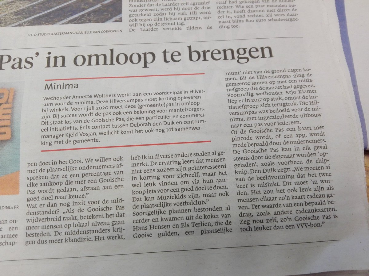 Opnieuw poging om 'Gooise Pas' in omloop te brengen. Mooi initiatief! <a href="/gooieneemlander/">De Gooi- en Eemlander</a> <a href="/Eurijn_nl/">Eurijn</a>