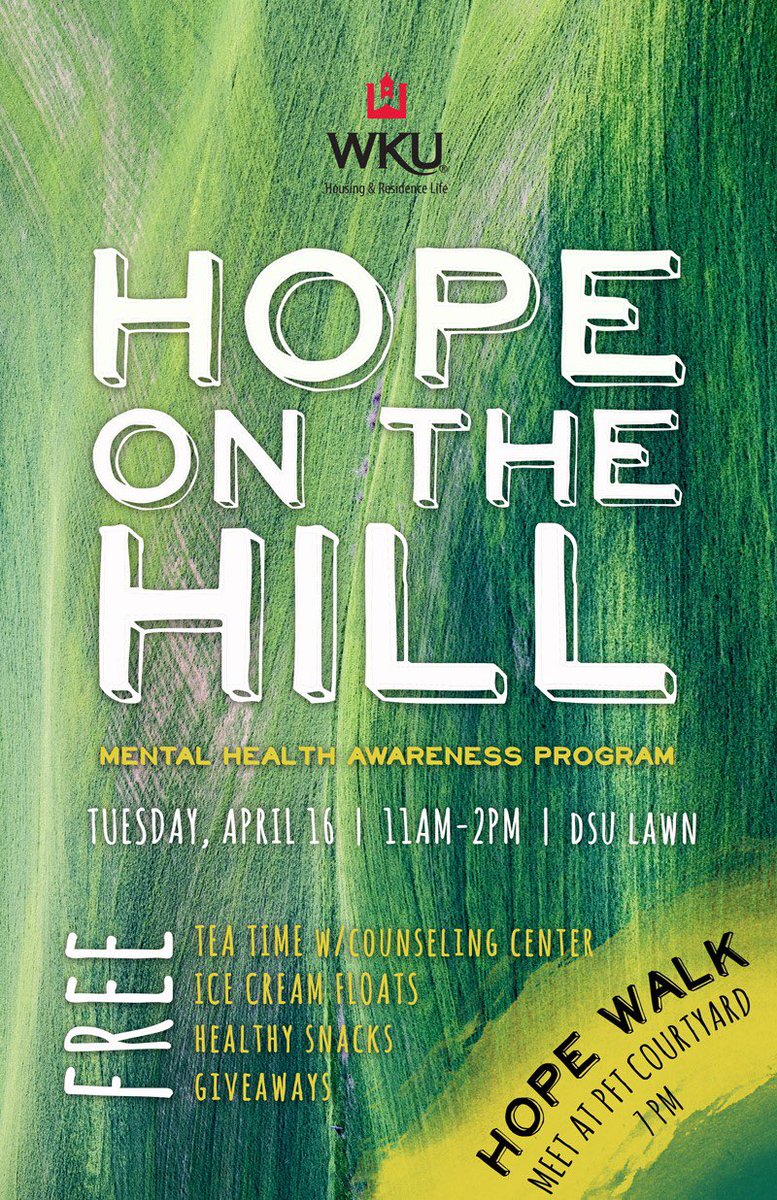 Today! 

Fair @ 11am-2pm! DSU Lawn! See you there! 

Hope Walk @ 7pm! Start in front of PFT! 

Win free prizes!