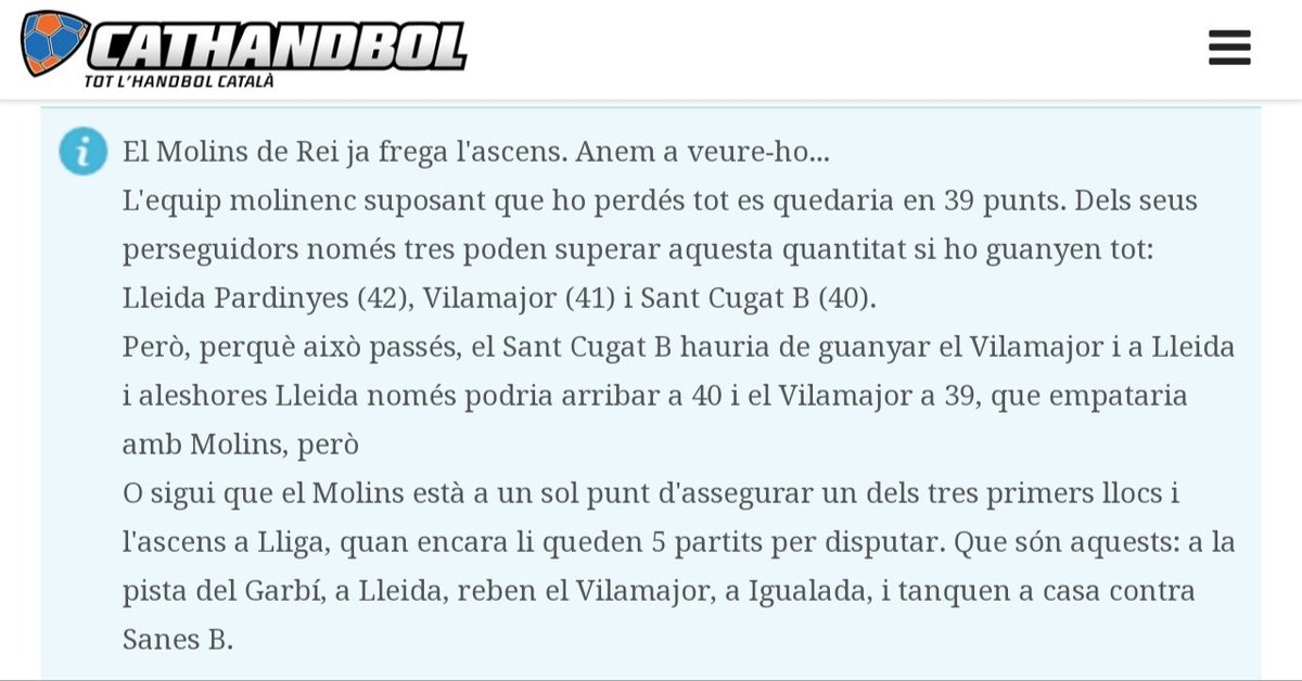 HandbolMolins's tweet photo. 📈L'APUNT📈

Els nostres amics de @CatHandbol han fet números...

Però el nostre Sènior Masculí "A" només té clara una cosa:
Treball, esforç i constància fins al final!
#1aCatH https://t.co/555mGMQPIY