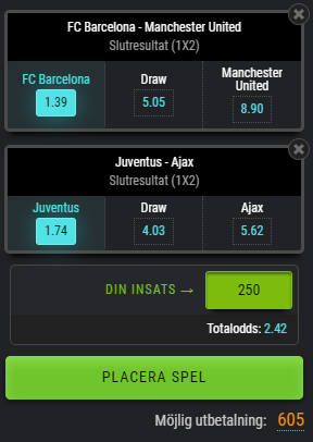 Då vi har två fina Champions League-matcher framför oss denna kväll passar vi även på att ge bort kupongen nedan som kan ge dig 605 kr. 

- Följ oss
- Retweeta detta inlägg
- Vinnare dras kl. 20.55