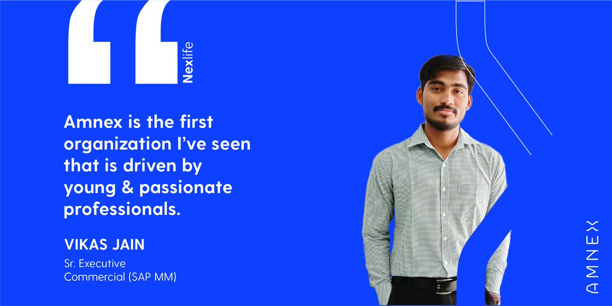 amnexinfotech's tweet photo. Thank you Vikas Jain, for recognizing the role of fledging talent in global organizations, and sharing your thoughts. At Amnex, we pride ourselves in being a people-driven company, and are always on the lookout for fledging talents. #NexLife #Testimonials #AMNEX https://t.co/sjbF6e7CWz