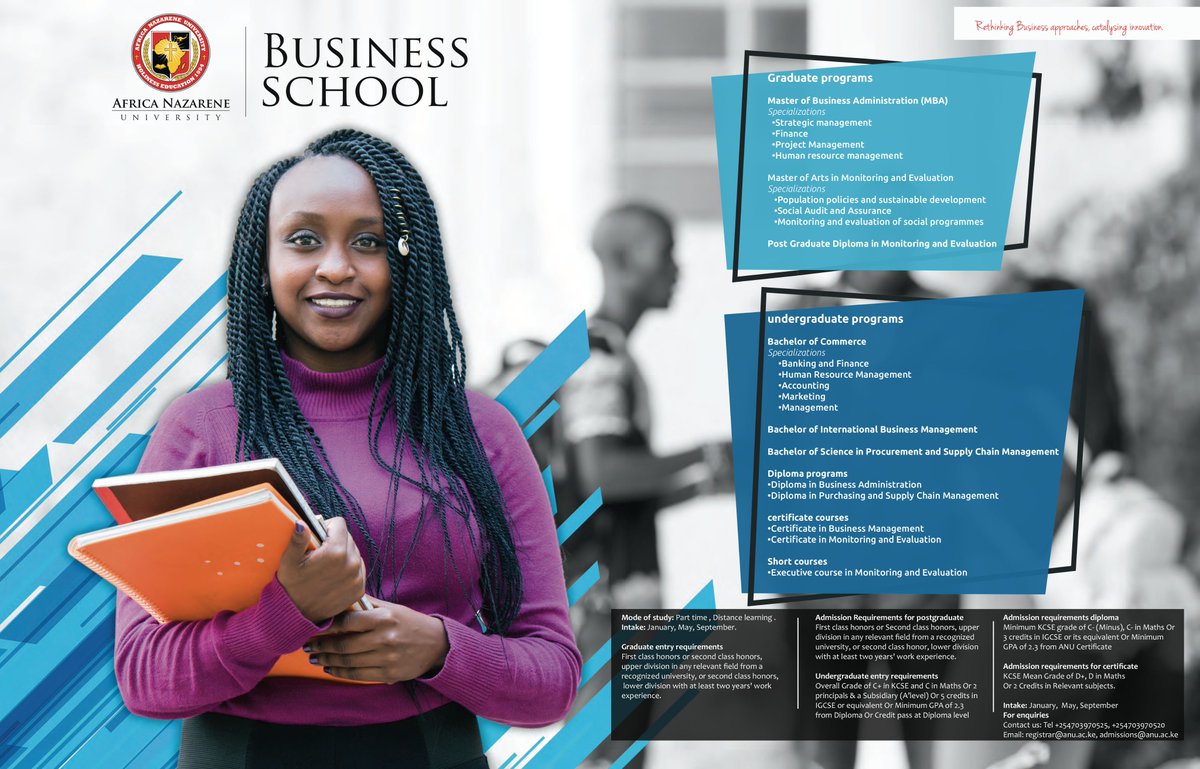 africanazarene's tweet photo. Apply for the May intake Today!
#MyANU https://t.co/EGUym0v6jX